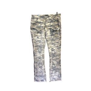 RED FOX WOMEN'S STACKED FRAYED HEAVY TWILL PANTS  (KHAKI CAMO) Sz XL